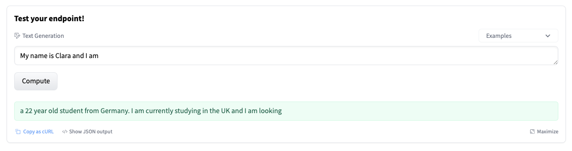 Test Inference Widget Test Inference Widget