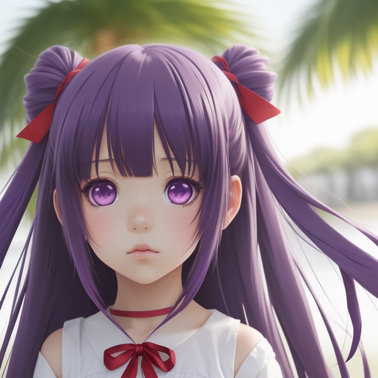 Anime girl with purple eyes and hair